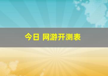 今日 网游开测表